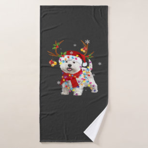 Toalha De Banho Camiseta engraçada do Westie Natal Rena de Natal L