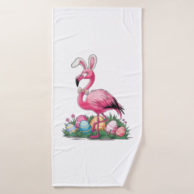 Toalha De Banho Camiseta Flamingo de Páscoa (Toalha de Banho)