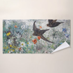 Toalha De Banho Campo de andorinha e flores, Bruno Liljefors