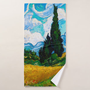 Toalha De Banho Campo de Trigo com Ciprestes, Van Gogh