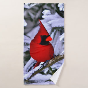 Toalha De Banho Cardeal Vermelho Inverno