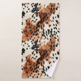 Toalha De Banho Castanho-Creme-Animal Cowhide