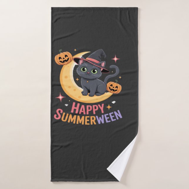Toalha De Banho Cat Cute Halloween Aesthetic Essential T-Shirt (Toalha de Banho)