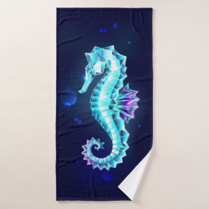 Toalha De Banho Cavalo de Gelo Cristal em Fundo Azul