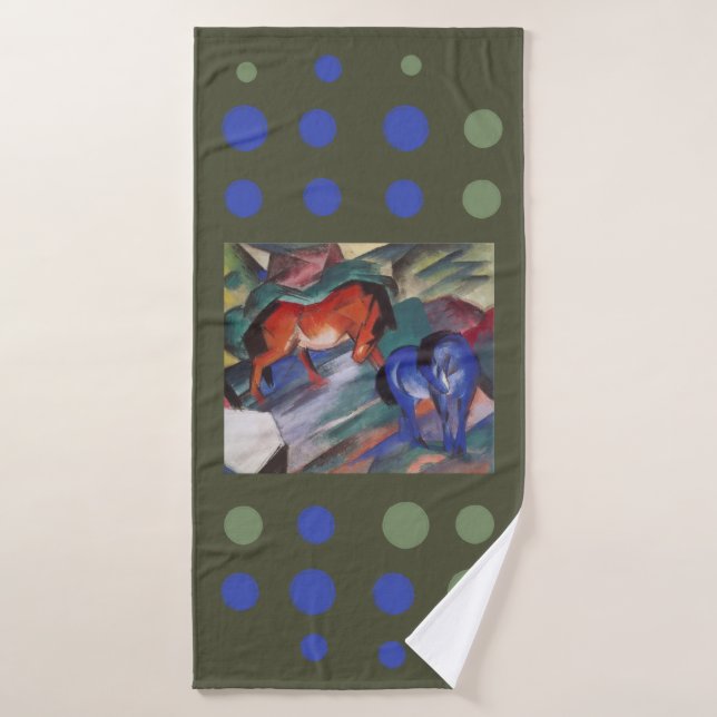 Toalha De Banho Cavalos vermelhos e azuis (Toalha de Banho)
