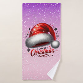 Toalha De Banho Chapéu de Papai Noel Escarlate com Brilho