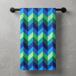 Toalha De Banho Chevrons Bath Totoalha verde azul