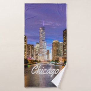 Toalha De Banho Chicago Illinos City in Night