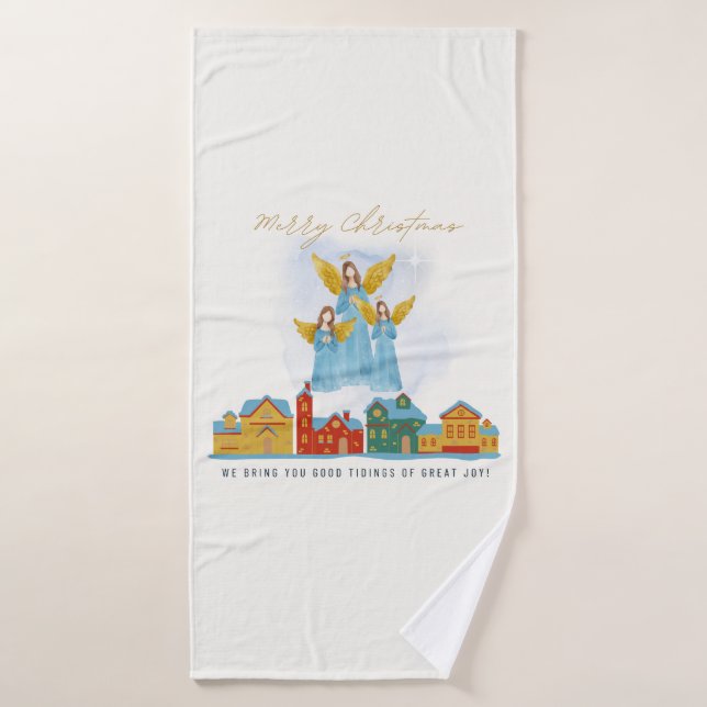Toalha De Banho Christmas Angels Bring Joy and Tidings Home Decor! (Toalha de Banho)