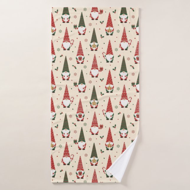 Toalha De Banho Christmas Gnome Party Pattern (Toalha de Banho)