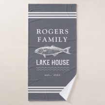 Cinza Família Personalizada Lake House Bath Towel