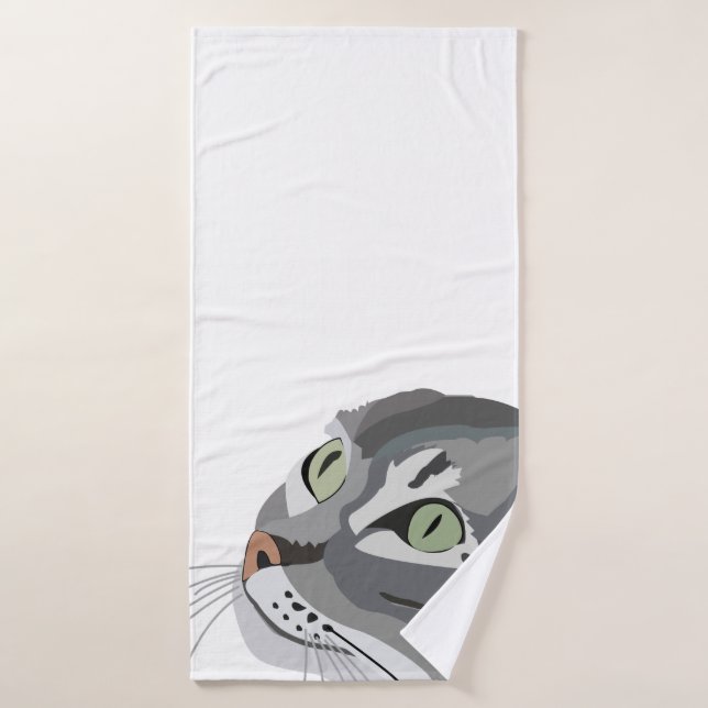 Toalha De Banho Cinza Gato Face (Toalha de Banho)