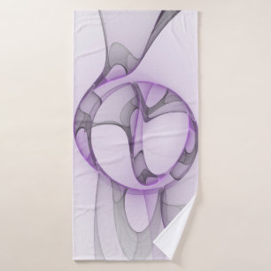 Toalha De Banho Cinzas de Lavanda de Arte Fractal Abstrato moderna