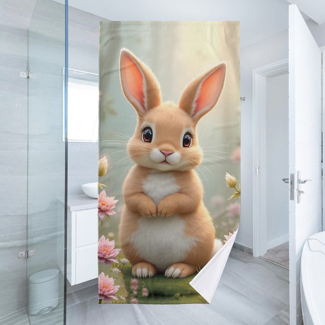 Toalha De Banho Coelhinho bonito cercado por flores, crianças (Criador carregado)