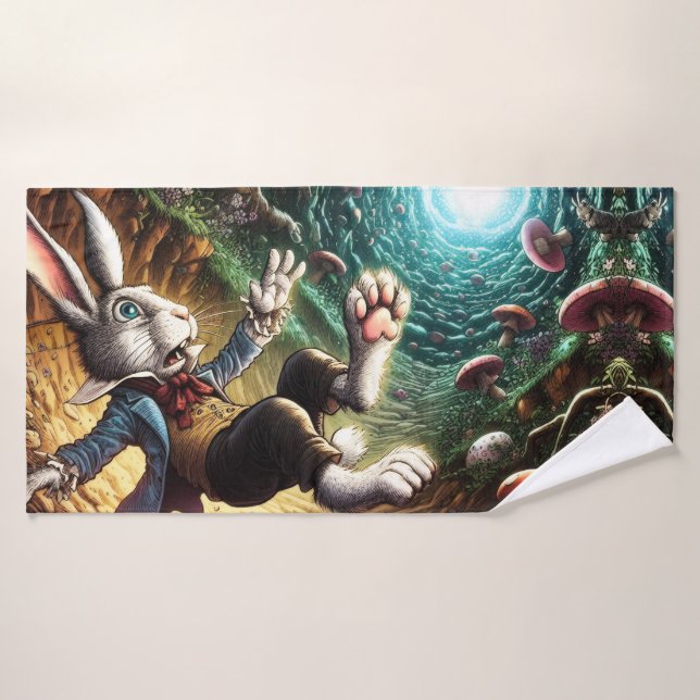 Toalha De Banho Coelhinho Pânico Caindo No Buraco Do Coelho (Toalha de Banho)