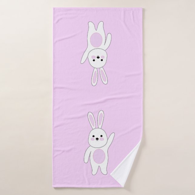 Toalha De Banho Coelho. Branco e rosa (Toalha de Banho)