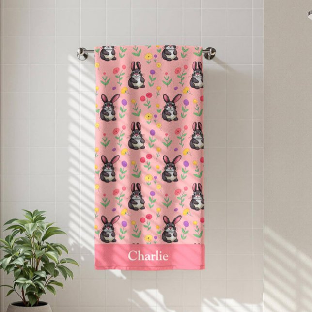 Toalha De Banho Coelho Rosa Crianças (Criador carregado)