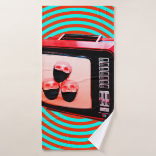 Toalha De Banho Colagem de arte contemporânea. Tv news Vírus Coron