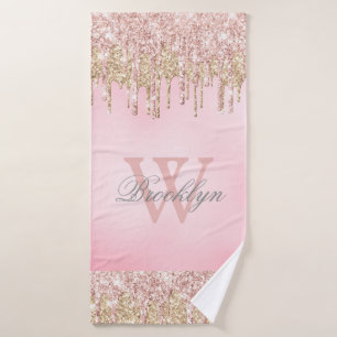 Toalha De Banho Coloração Rosa Rosa Rosa Dourada Coloração Mon