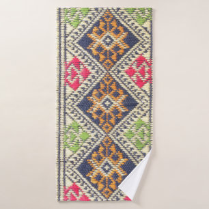 Toalha De Banho Colorful Thailand style rug surface close up vinta
