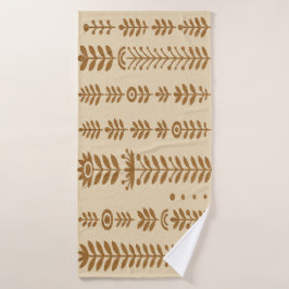 Toalha De Banho Colunas Botânicas Marrons e Beige Terra