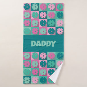 Toalha De Banho Com texto incrível, 💗 rosa picleball e 💚 minúscu