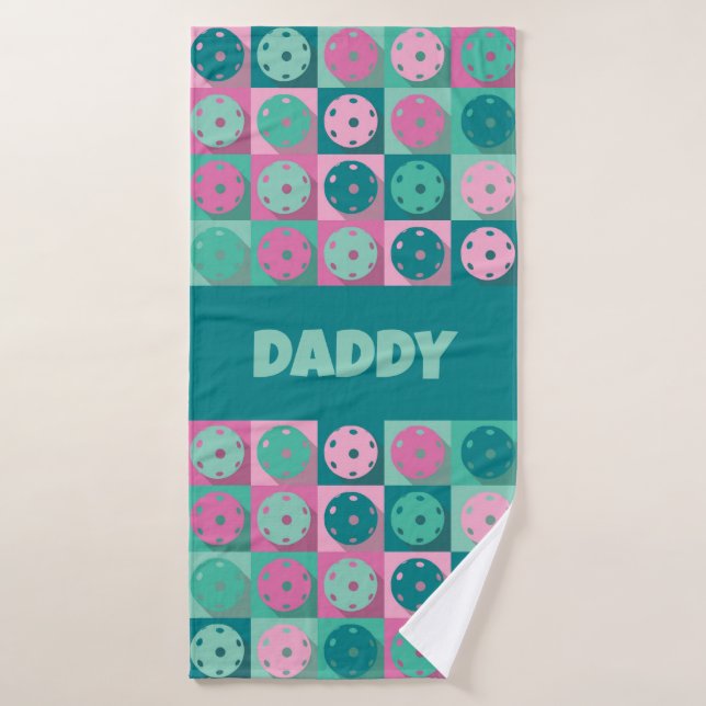 Toalha De Banho Com texto incrível, 💗 rosa picleball e 💚 minúscu (Toalha de Banho)