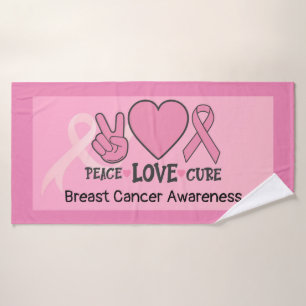 Toalha De Banho Consciência do Cancer da Mama Paz Amor Cura Rosa