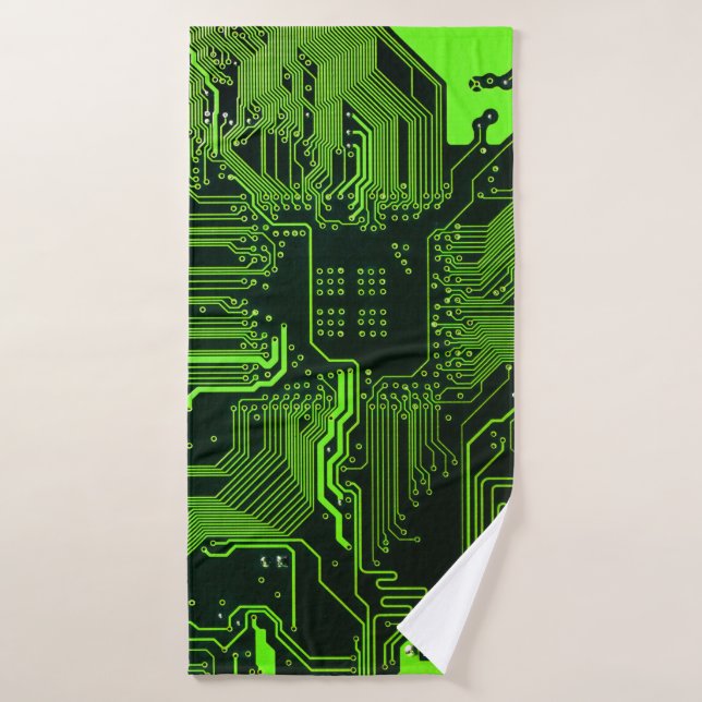 Toalha De Banho Conselho de Circuito Eletrônico Verde de Nerd Extr (Toalha de Banho)