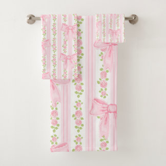 Toalha de banho cor-de-rosa, decor de banho de coq