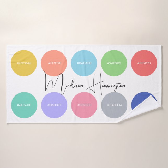 Toalha De Banho Cores com código hexadecimal Designer de nome pers (Toalha de Banho)
