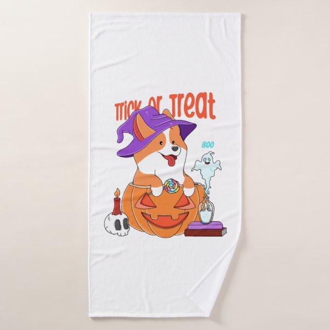 Toalha De Banho Corgi Halloween (Toalha de Banho)