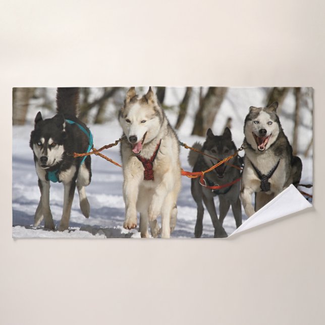 Toalha De Banho corrida de cães de trenó Rouco (Toalha de Banho)