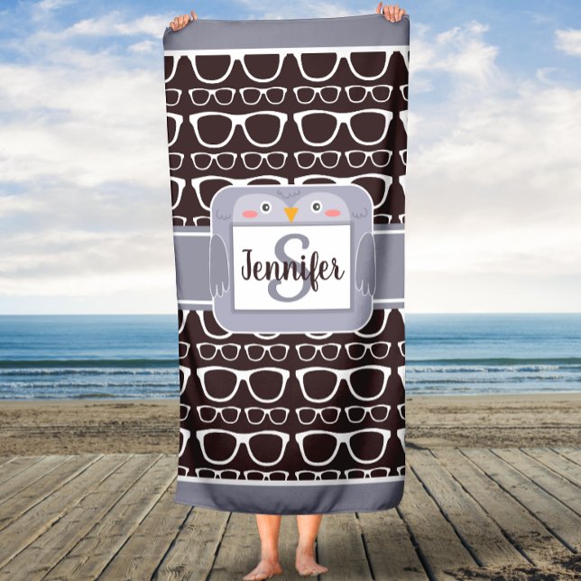 Toalha De Banho Coruja e Óculos Costumam Bandeja (Criador carregado)