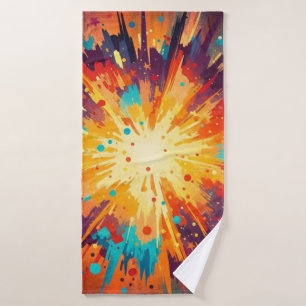 Toalha De Banho Cosmic Burst Abstract Splatter Art