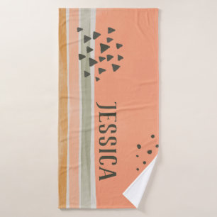 Toalha De Banho Cute Boho Watercolor Nome Personalizado Bath Toel