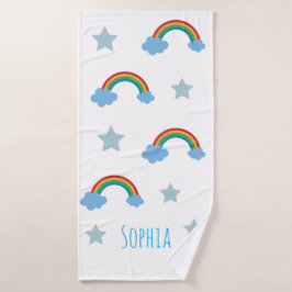 Toalha De Banho Cute Boho Whimsical Rainbow Girls