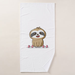 Toalha De Banho Cute Chibi Sloth Exercício � Animal de Academia Ka