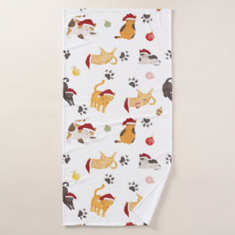 Toalha De Banho Cute Holiday Cat Pattern