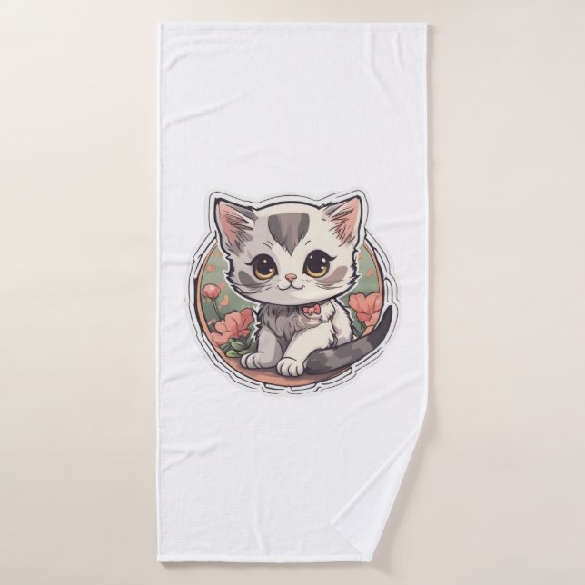 Toalha De Banho Cute Kawaii Kitten (Toalha de Banho)
