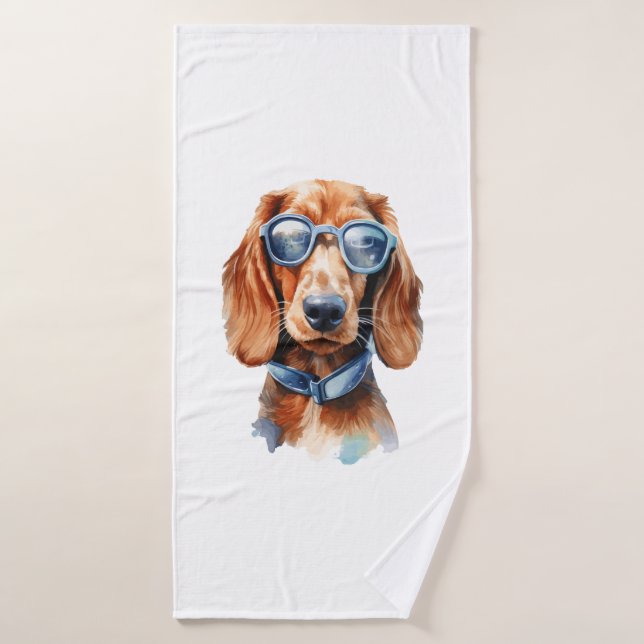 Toalha De Banho Dachshund com óculos de sol (Toalha de Banho)