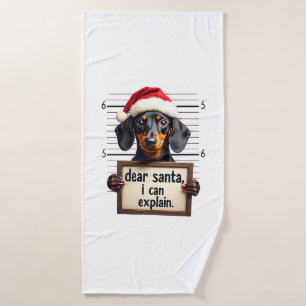 Toalha De Banho Dachshund Engraçado Natal Querido Papai Noel Posso