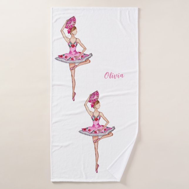 Toalha De Banho Dançarina de balé Ballerina com ventilador de han (Toalha de Banho)