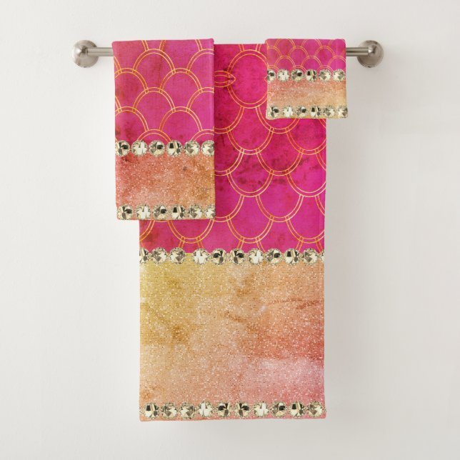 Toalha de Banho de Diamante Rosa Quente (Insitu)