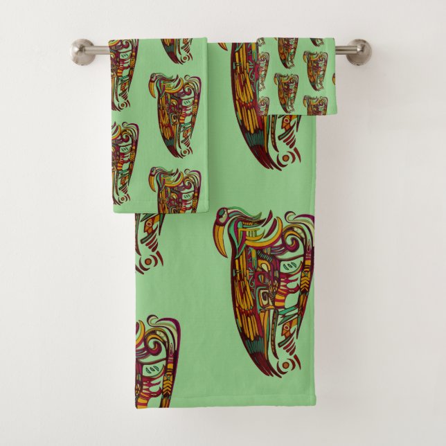 toalha de banho de penas escuras tropical (Insitu)