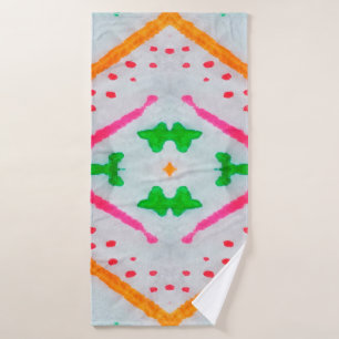 Toalha De Banho Decoração de Aquarelle Boho. Travesseiro Azul Boho