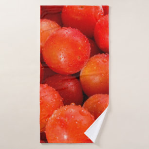 Toalha De Banho Delicioso salto de cereja vermelha, tigela, cereja