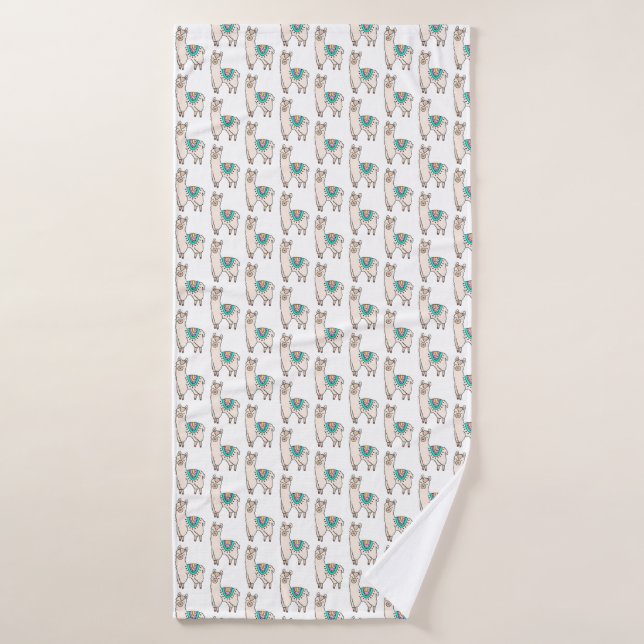 Toalha De Banho desenho animado feliz lama alpaca (Toalha de Banho)