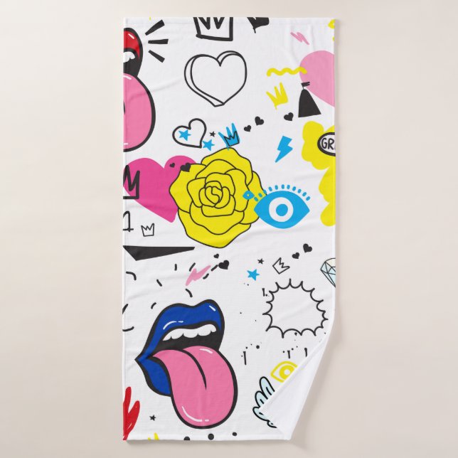 Toalha De Banho Desenho manual de tendência universal desenhando u (Toalha de Banho)