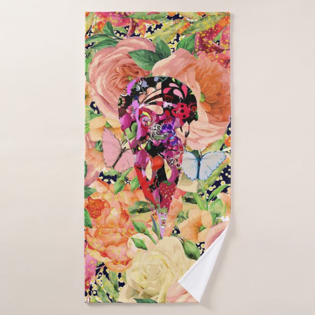 Toalha De Banho Design de Caveira Floral (Toalha de Banho)